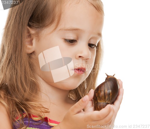 Image of litle girl with snail