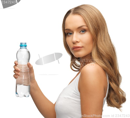 Image of young beautiful woman with  bottle of water