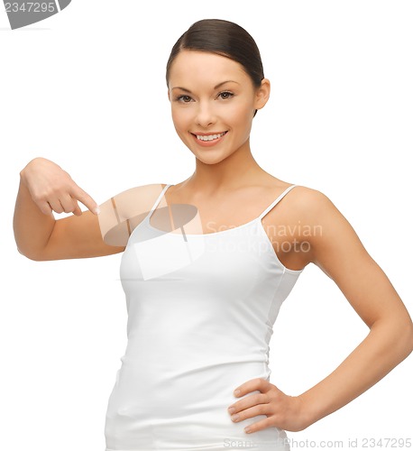 Image of woman in blank white t-shirt