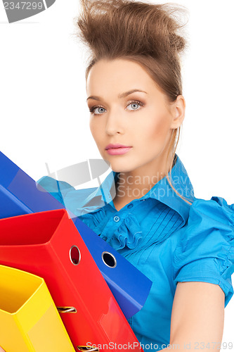 Image of happy woman with folders