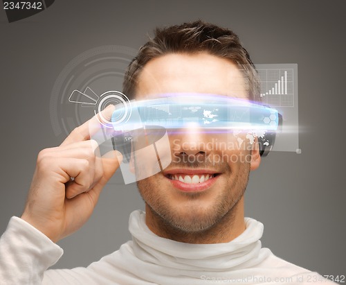 Image of businessman with digital glasses