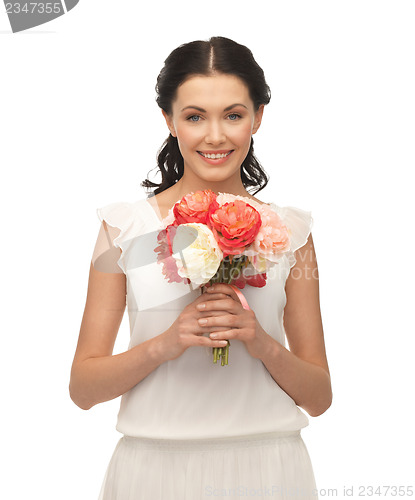 Image of woman with bouquet of flowers