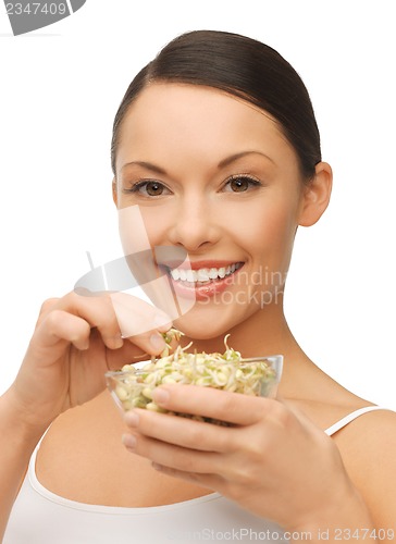 Image of woman with mung sprout beans