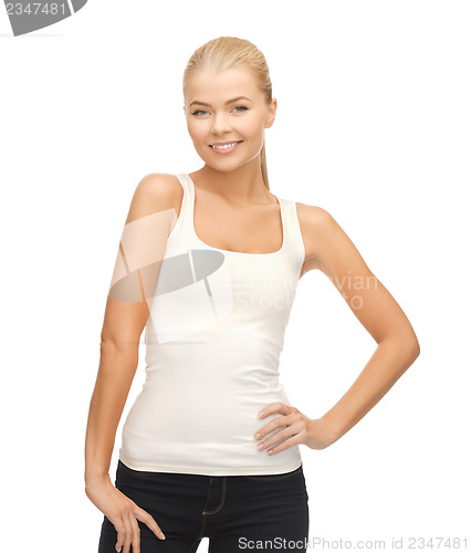 Image of woman in blank white t-shirt