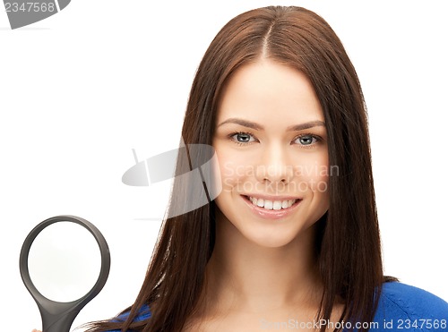 Image of woman with magnifying glass