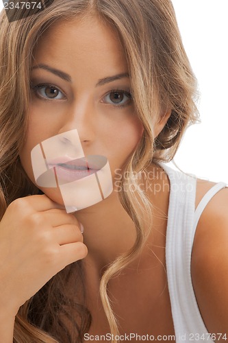 Image of beautiful woman in casual clothes