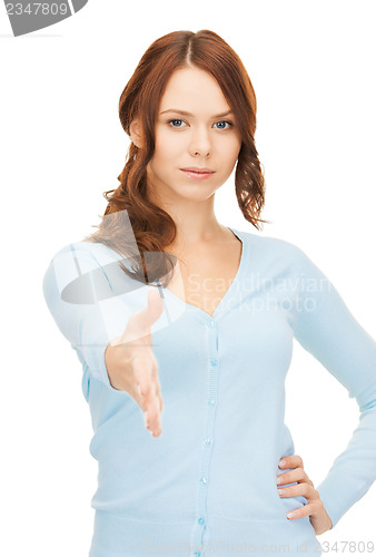 Image of woman with an open hand ready for handshake