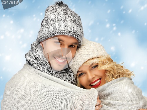 Image of family couple in a winter clothes