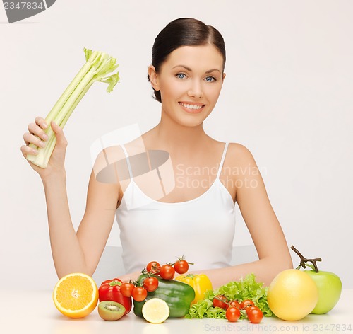 Image of woman with fruits and vegetables