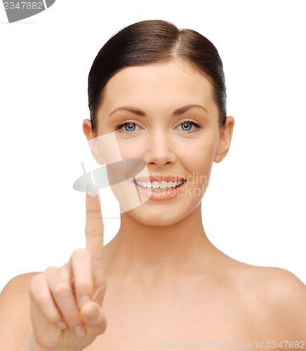 Image of beautiful woman with moisturizing creme drop