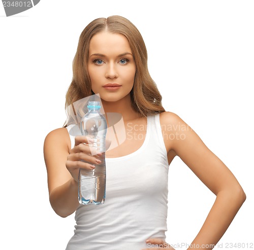 Image of young beautiful woman with  bottle of water