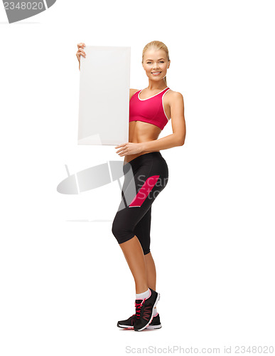 Image of sportswoman with white blank board