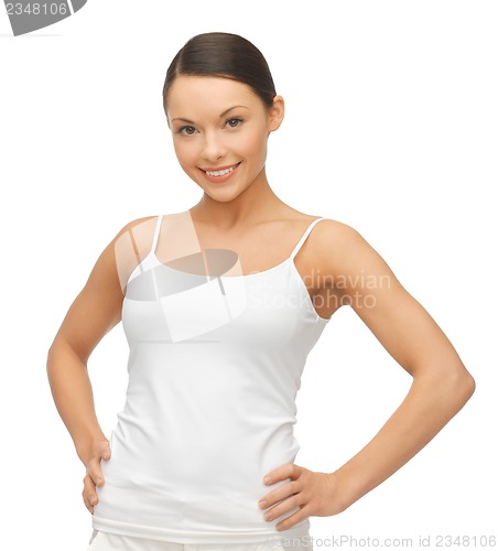 Image of woman in blank white t-shirt