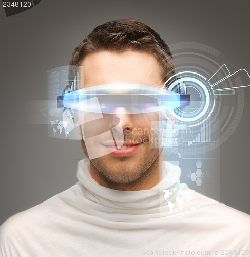 Image of businessman with digital glasses