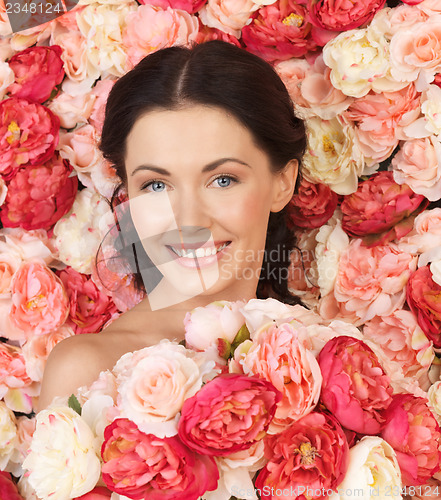 Image of woman with background full of roses