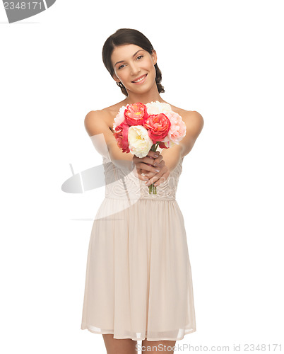 Image of woman with bouquet of flowers