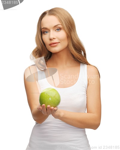 Image of woman with green apple