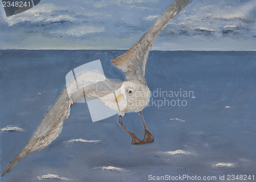 Image of Painting of a flying gull