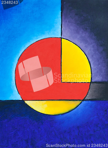 Image of Painting of a red and yellow circle