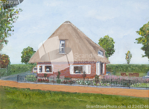 Image of Painting of a house with a red road