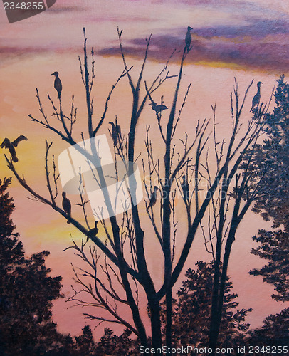 Image of Painting of many birds