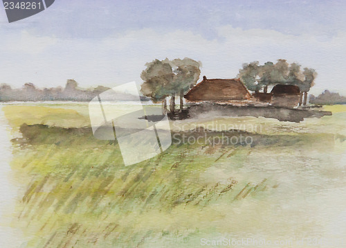 Image of Oil painting of a single house