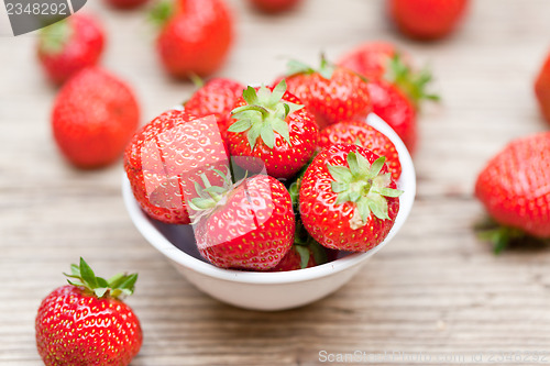 Image of fresh tasty sweet strawberries macro closeup garden outdoor