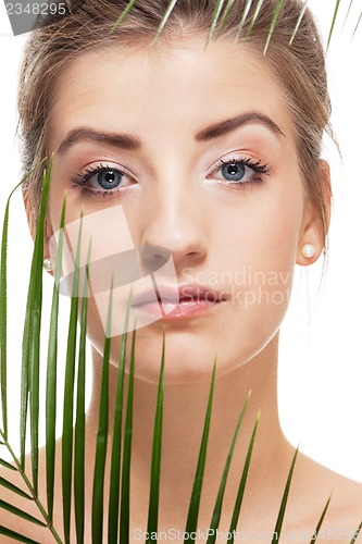 Image of beautiful woman with blue eyes portrait isolated