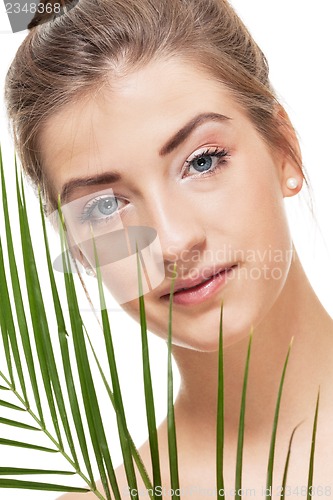 Image of beautiful woman with blue eyes portrait isolated