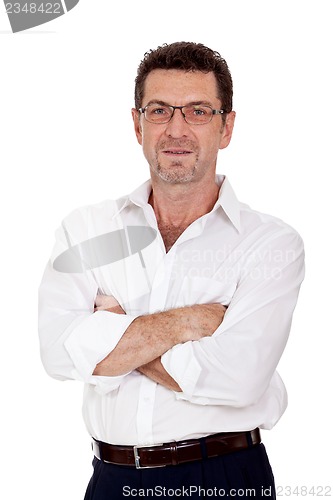 Image of successful selfconfident smiling adult businessman isolated