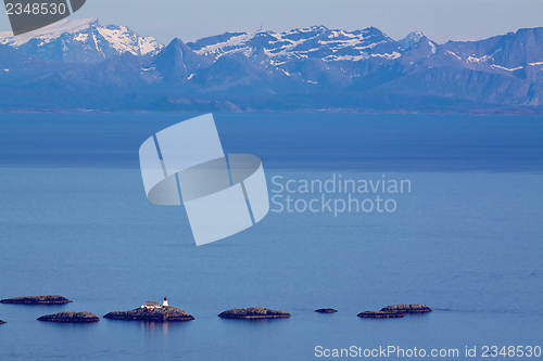 Image of Small lighthouse in norwegian sea