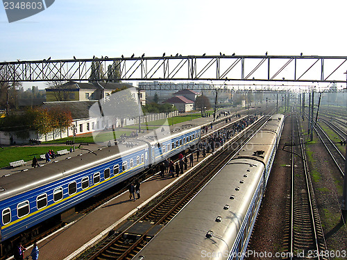 Image of view on passenger trains from above