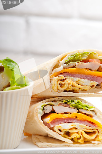 Image of club sandwich pita bread roll