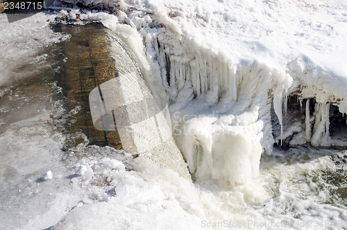 Image of river water cascade waterfall fall ice snow winter 