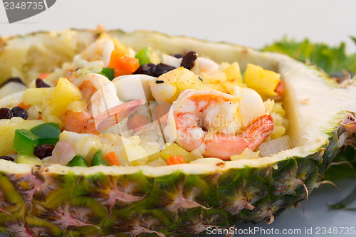 Image of Seafoods with Rice and Pineapple