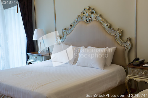 Image of Double bed in the hotel room