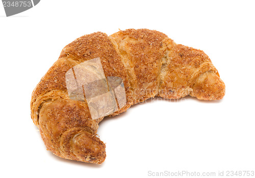 Image of Fresh and tasty croissant over white background