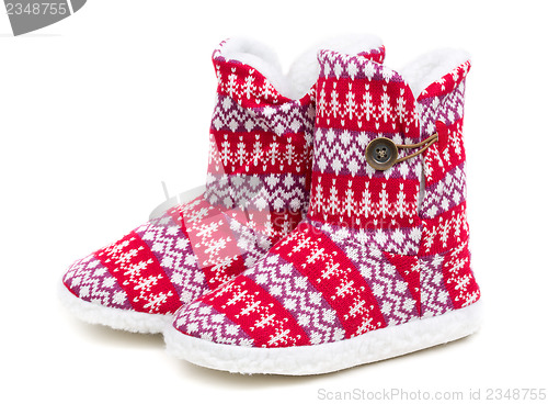 Image of Winter's warm domestic slippers from a sheepskin