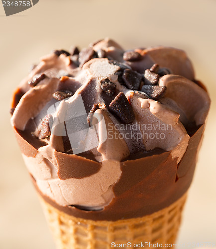 Image of Chocolate ice cream in a cone