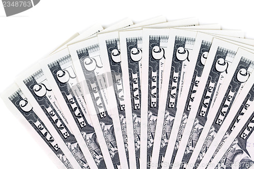 Image of 5 dollar bills fanned