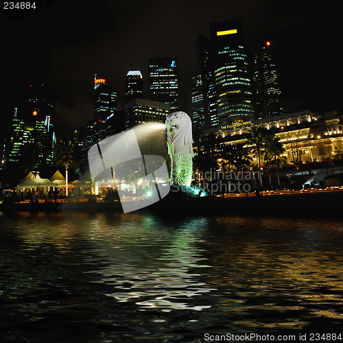 Image of merlion singapore by night