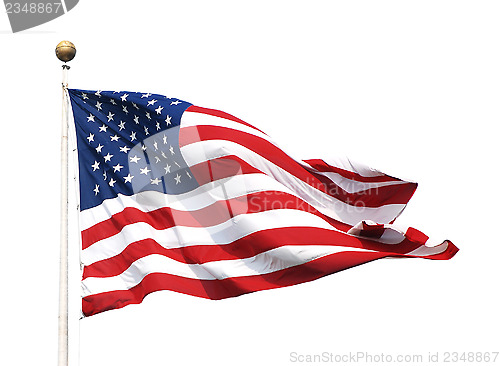 Image of The American flag on a flagpole 