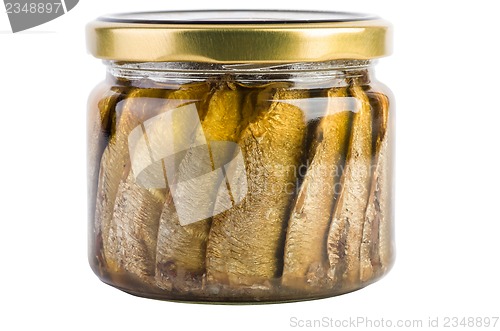 Image of Sardines with oil conserved in glass jar