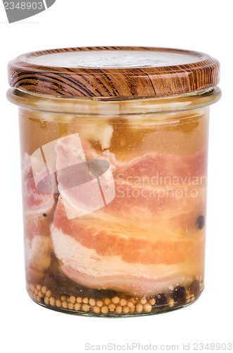 Image of Canned jellied ham in glass jar