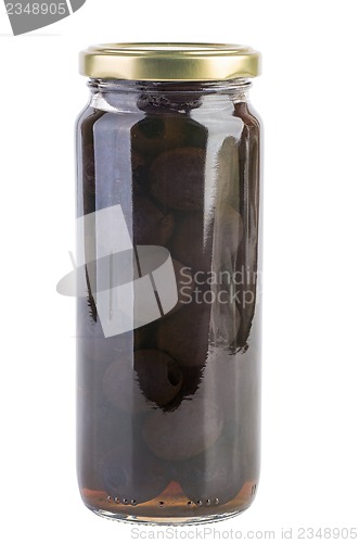 Image of Glass jar with black olives