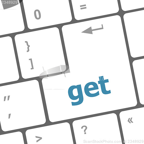 Image of get button on computer pc keyboard key