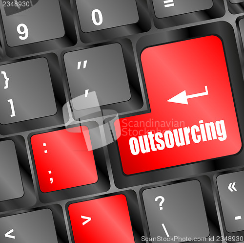 Image of outsourcing button on computer keyboard key