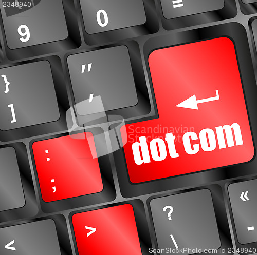 Image of dot com button on computer keyboard key