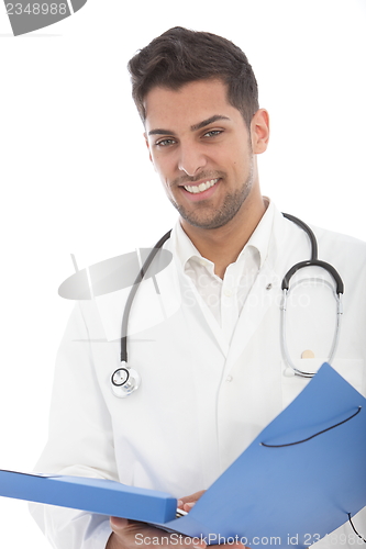 Image of Doctor looking at patient records on a ward round