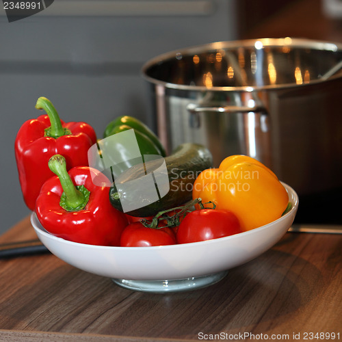 Image of Bowl of colourful fresh vegetables